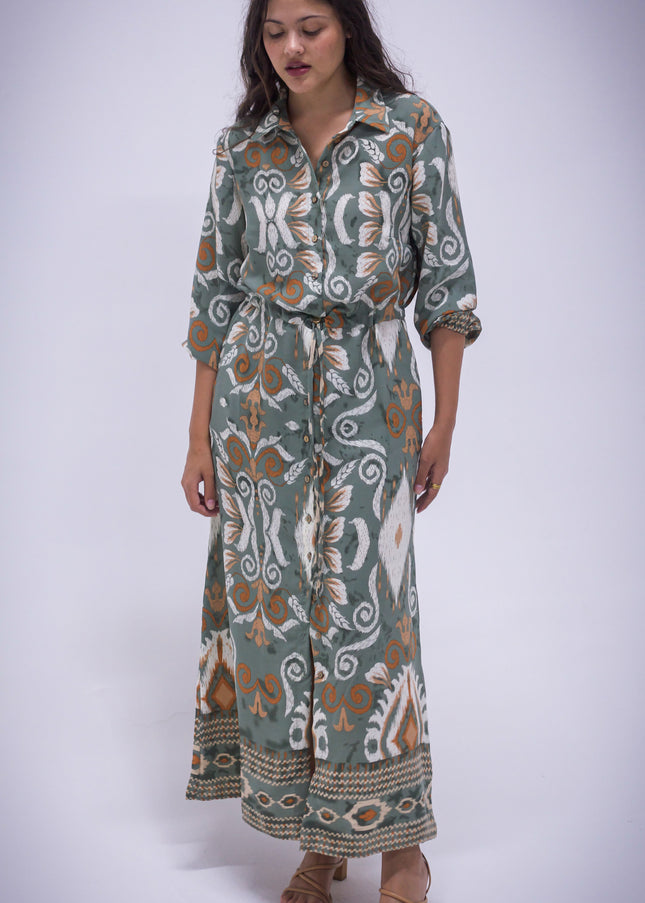 Rhea Dress - Boarder Print