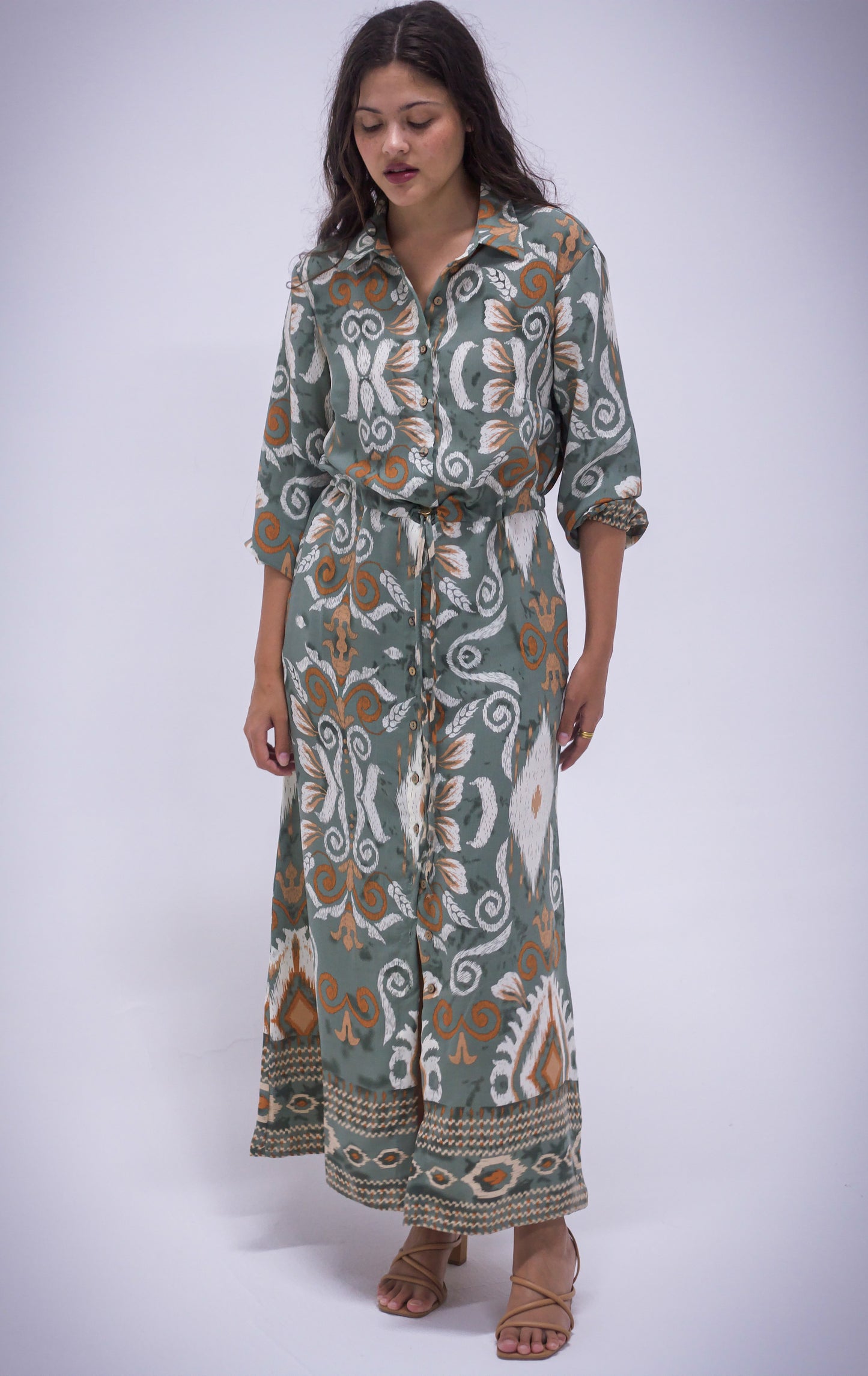 Rhea Dress - Boarder Print