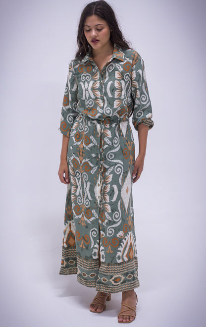Rhea Dress - Boarder Print
