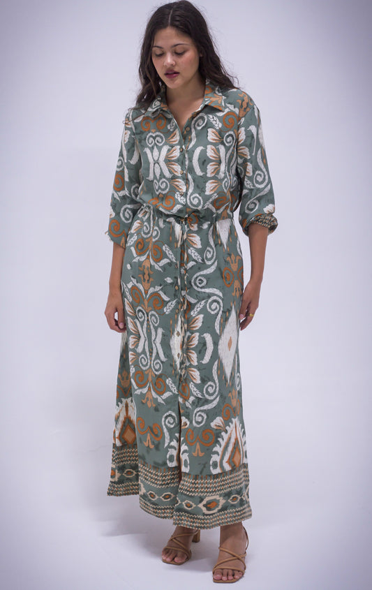 Rhea Dress - Boarder Print