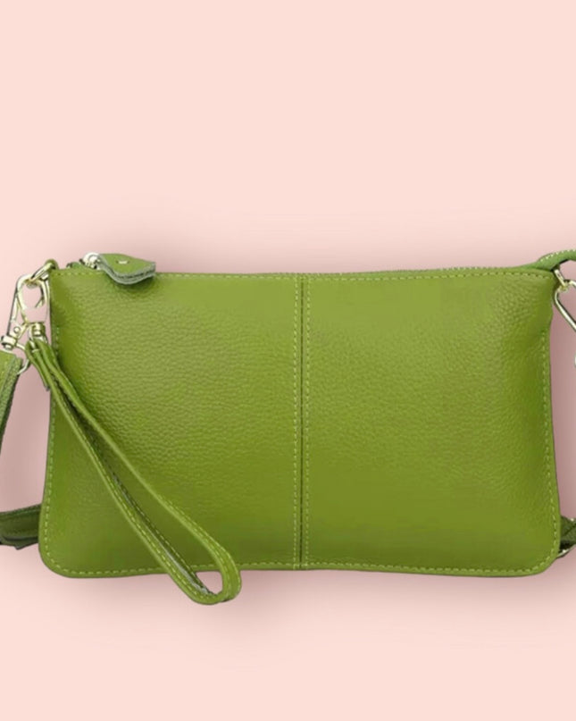 Genuine Leather Lime Green Clutch