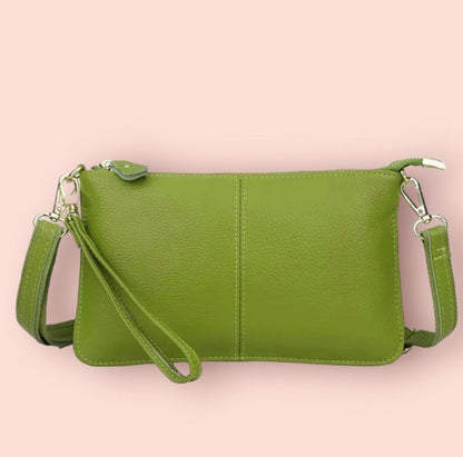 Genuine Leather Lime Green Clutch