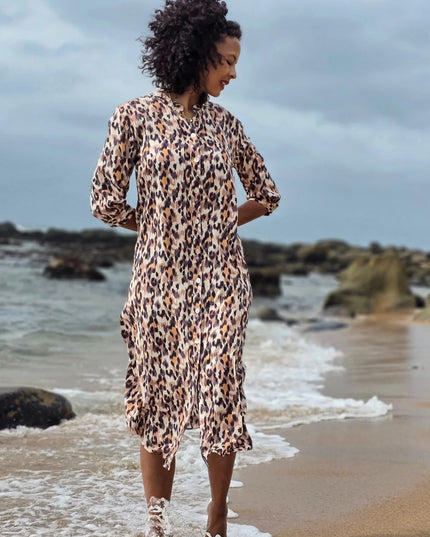 Beauty Waterfall Leopard Dress