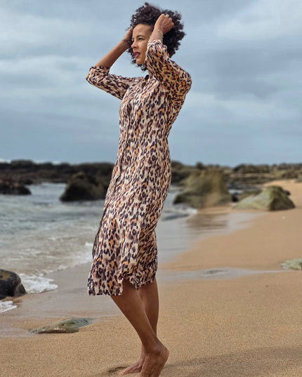 Beauty Waterfall Leopard Dress