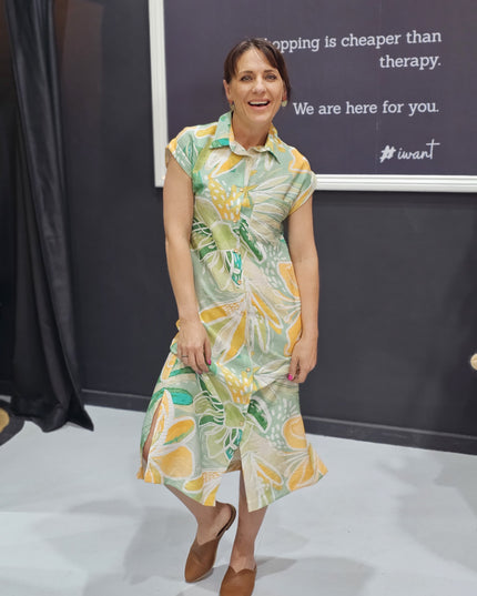 Charlotte Dress - Green and Yellow Floral