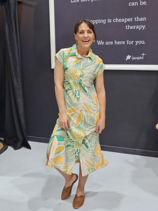 Charlotte Dress - Green and Yellow Floral
