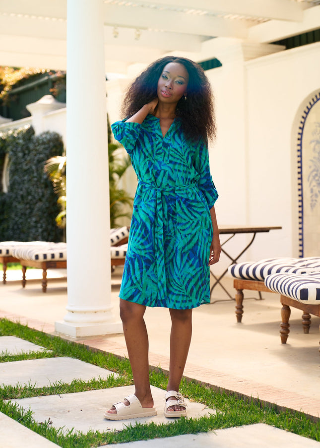 West Belted Tunic - Blue Tropical