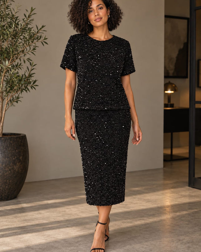 Sequin  Blouse Black