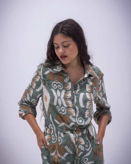 Rhea Dress - Boarder Print