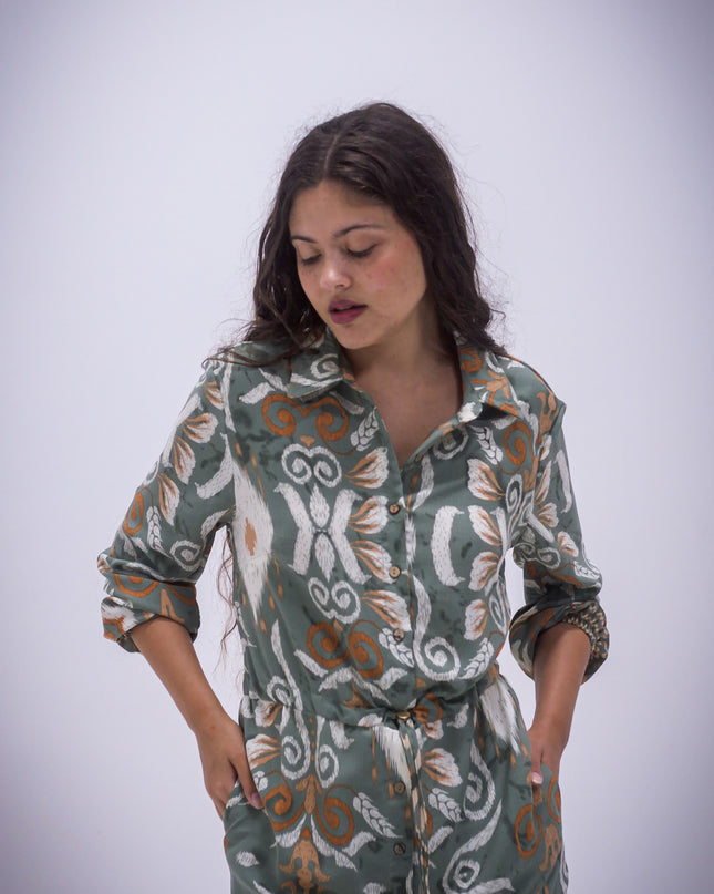 Rhea Dress - Boarder Print