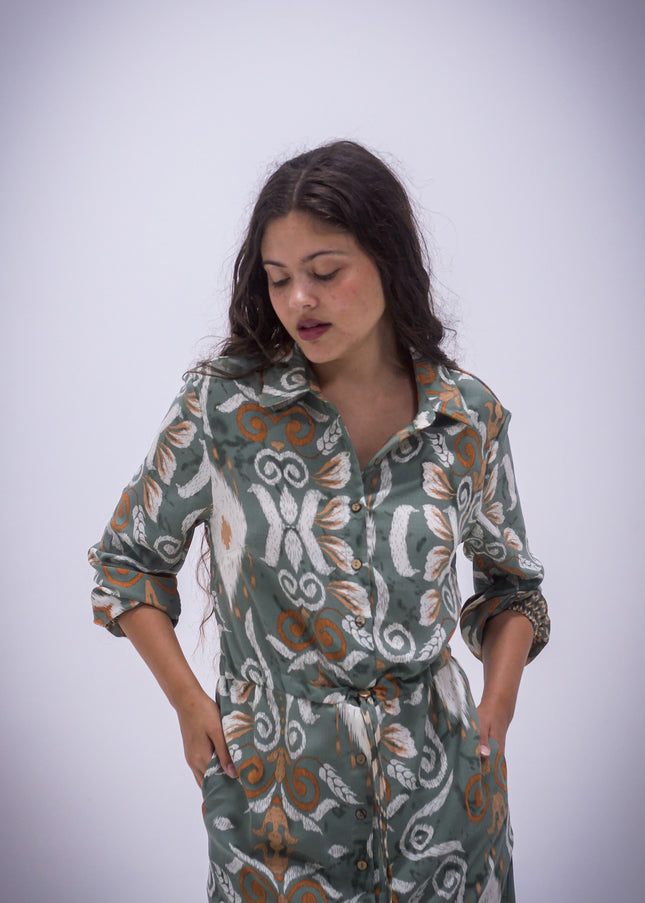 Rhea Dress - Boarder Print