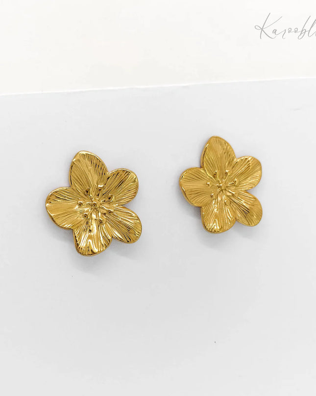18K Plated Bloom Textured Earrings
