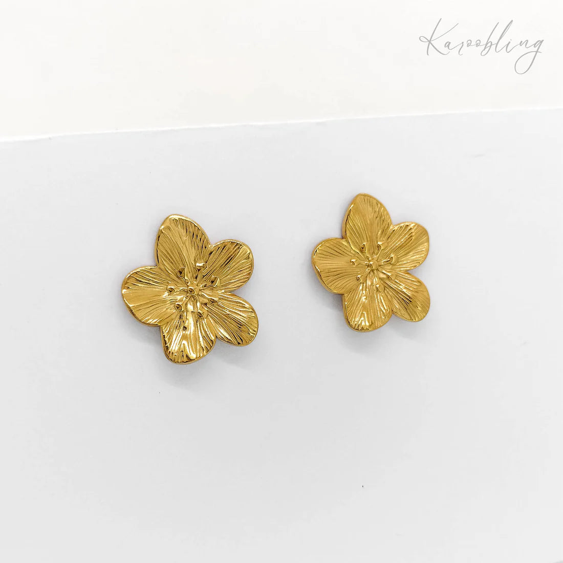 18K Plated Bloom Textured Earrings