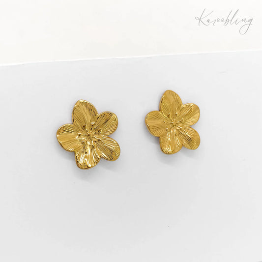18K Plated Bloom Textured Earrings