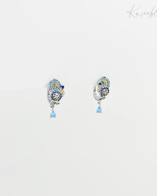 Sterling Silver Starry Night Huggie Earrings
