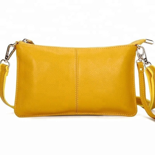 Genuine Leather Yellow Clutch