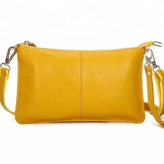 Genuine Learther Yellow Clutch