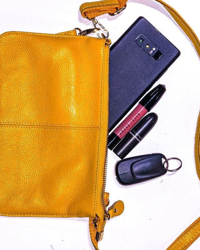 Genuine Leather Yellow Clutch