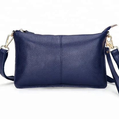 Genuine Leather Navy Clutch