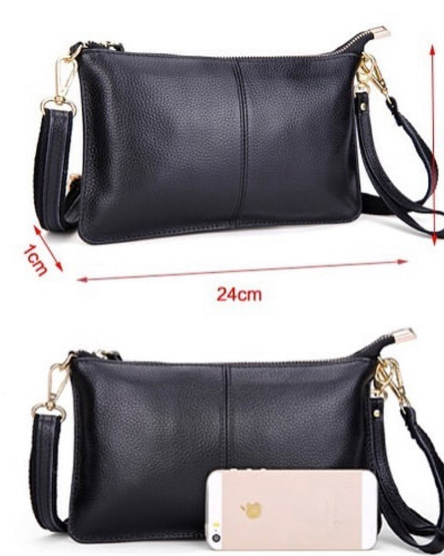 Genuine Leather Navy Clutch