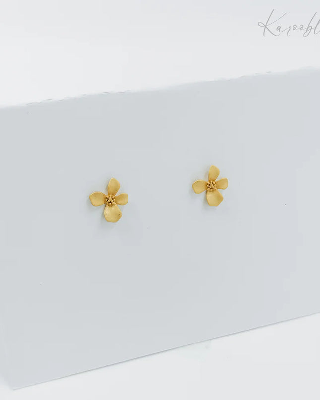 Matte Gold Plated Flower Stud Earrings