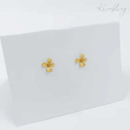 Matte Gold Plated Flower Stud Earrings