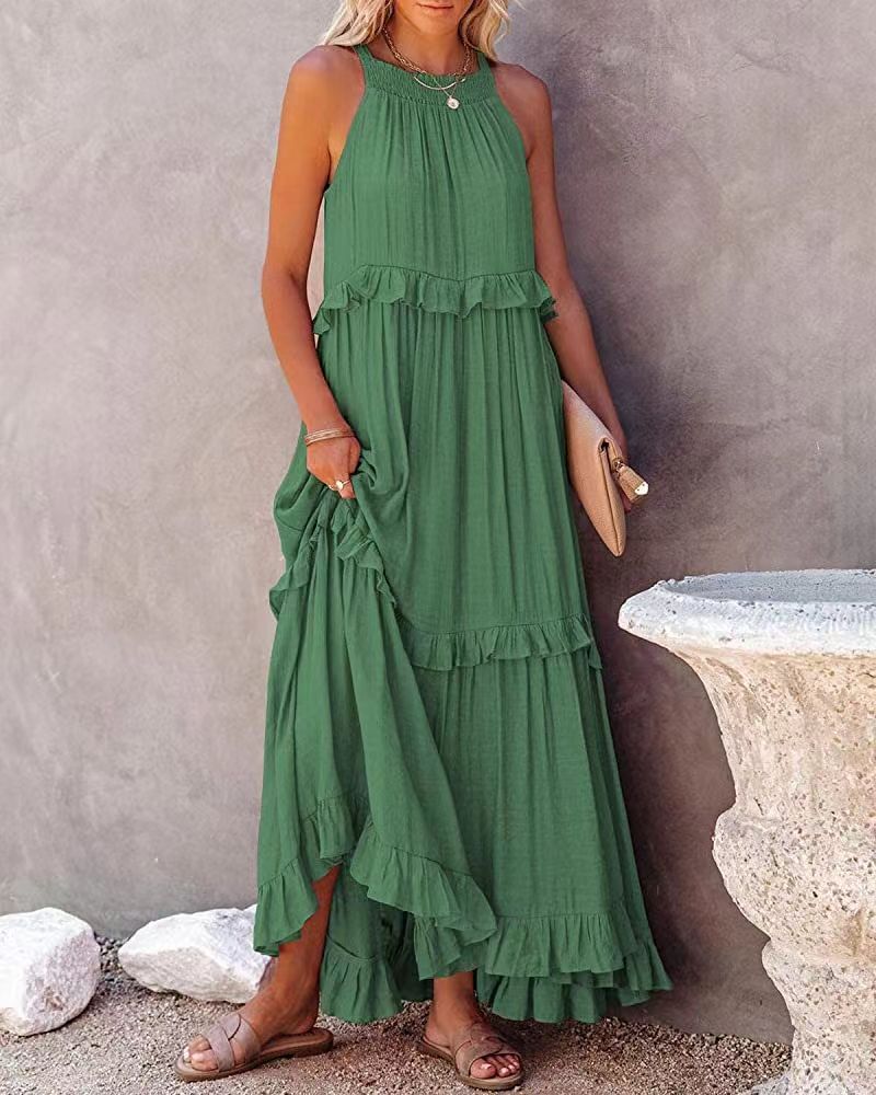 Green Summer Smock Dress