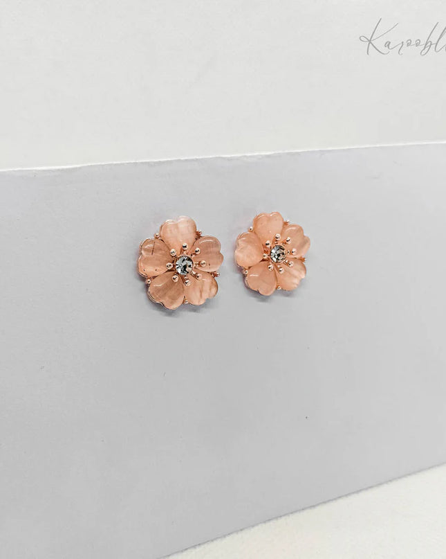 Rose Gold Plated Flower Stud Earrings