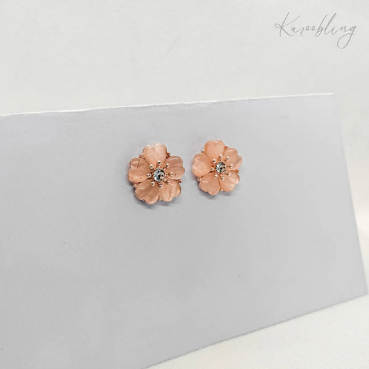 Rose Gold Plated Flower Stud Earrings