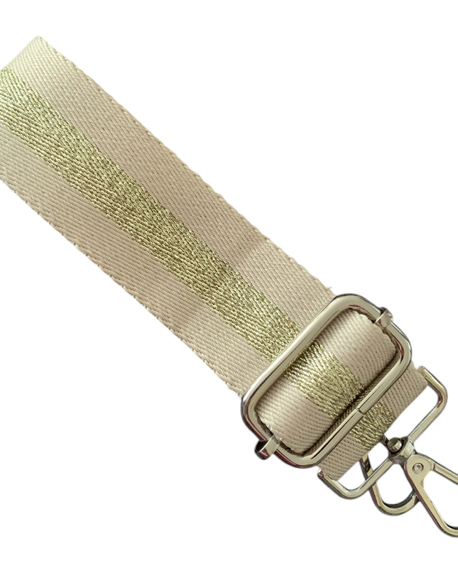 Beige With Gold Stripe Bag Strap