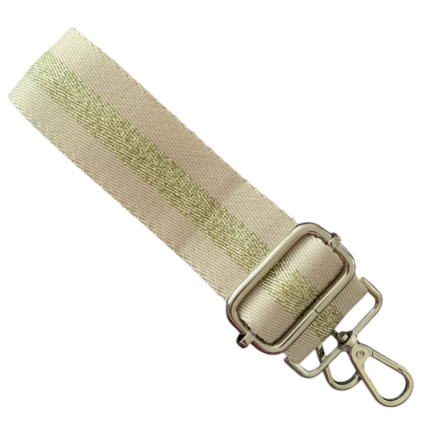 Beige With Gold Stripe Bag Strap