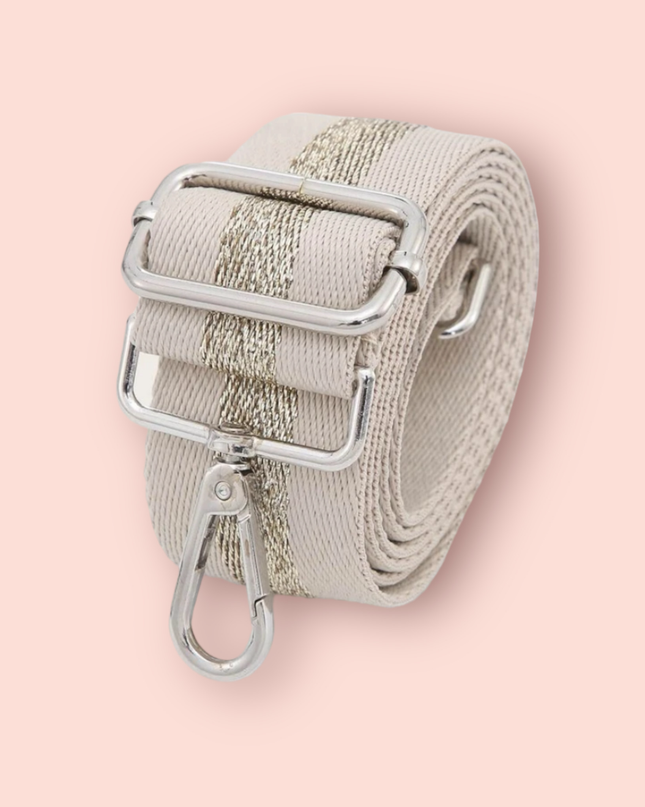 Beige With Gold Stripe Bag Strap
