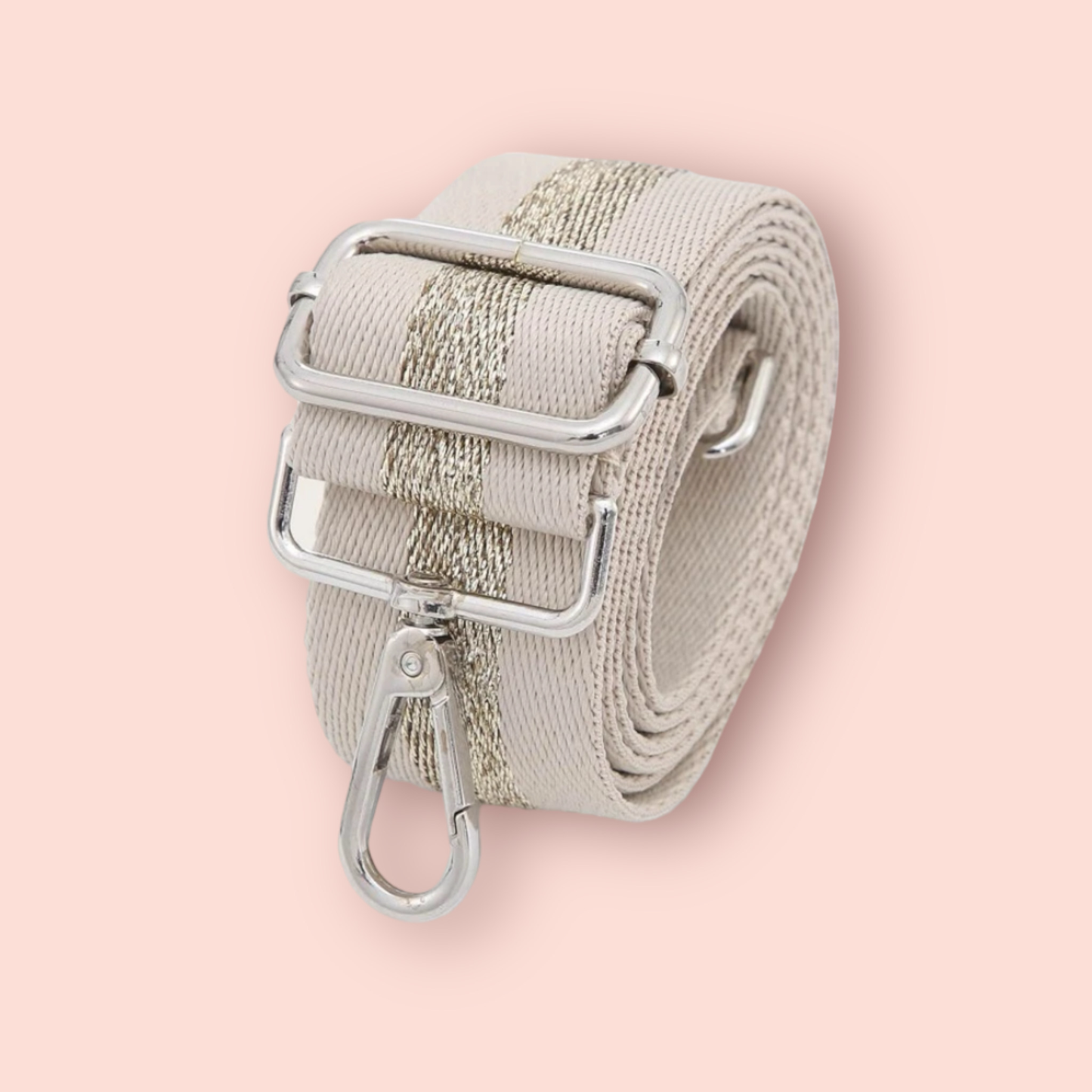 Beige With Gold Stripe Bag Strap