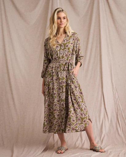 Kiara Shirt Dress - Pesto
