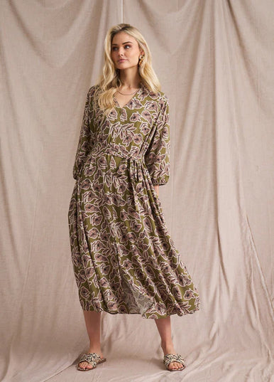 Kiara Shirt Dress - Pesto