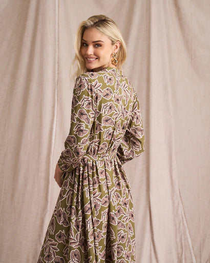 Kiara Shirt Dress - Pesto