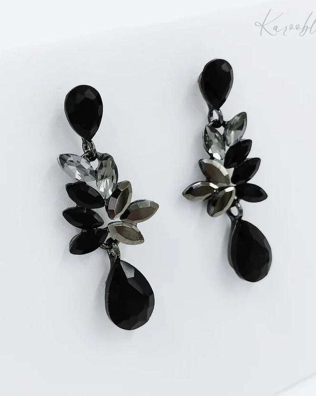 Gunmetal Plated Diamante Earrings