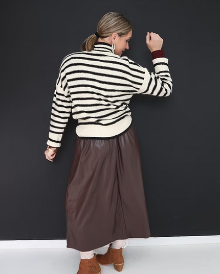 Cream And Black Stripe Knit