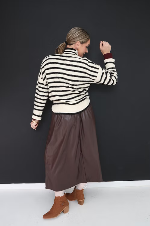 Cream And Black Stripe Knit