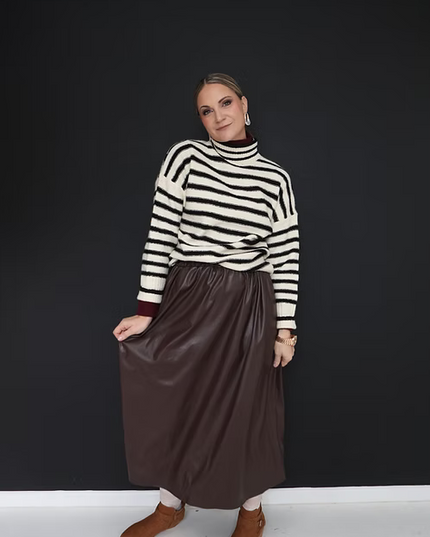Cream And Black Stripe Knit