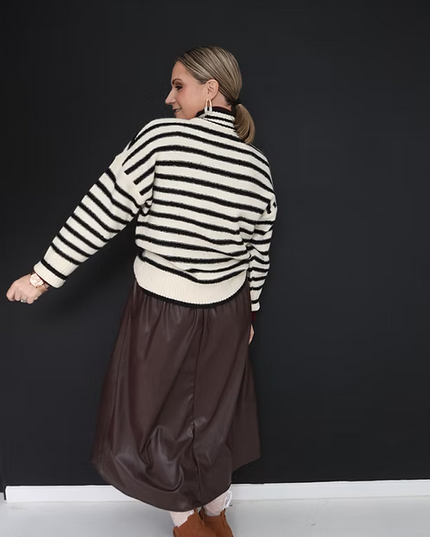 Cream And Black Stripe Knit