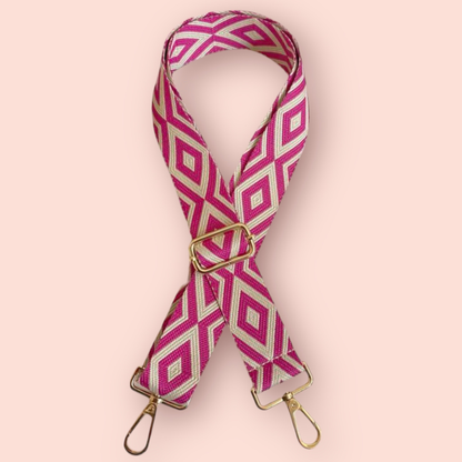 Pink & Cream Diamond Bag Strap
