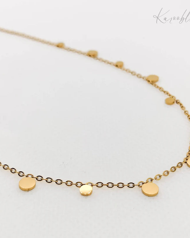 18K Gold Plated Round Disk Necklace