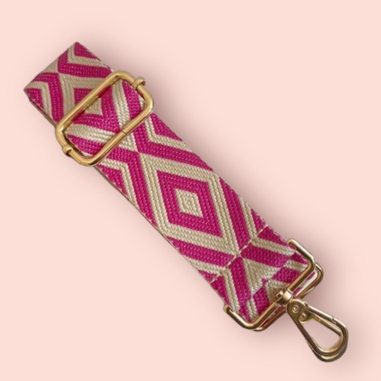 Pink & Cream Diamond Bag Strap