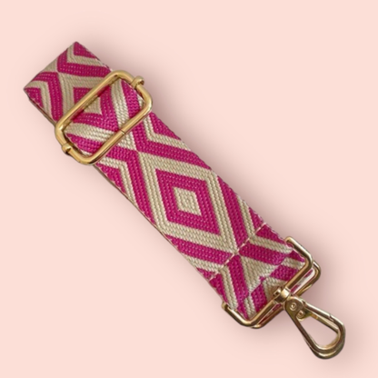Pink & Cream Diamond Bag Strap