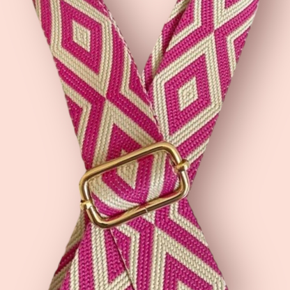 Pink & Cream Diamond Bag Strap