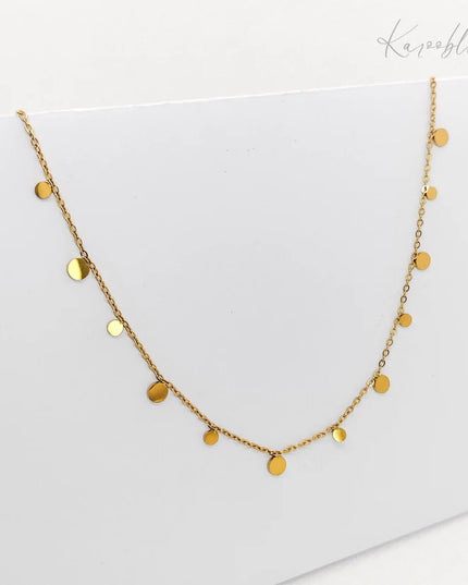 18K Gold Plated Round Disk Necklace