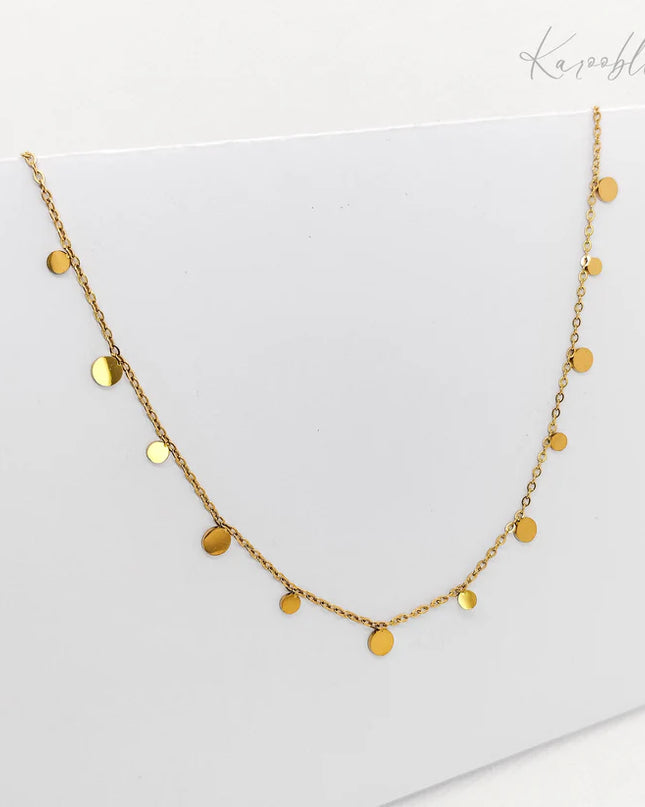 18K Gold Plated Round Disk Necklace