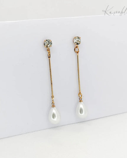 Dangling Pearl And Rhinestone Earrings