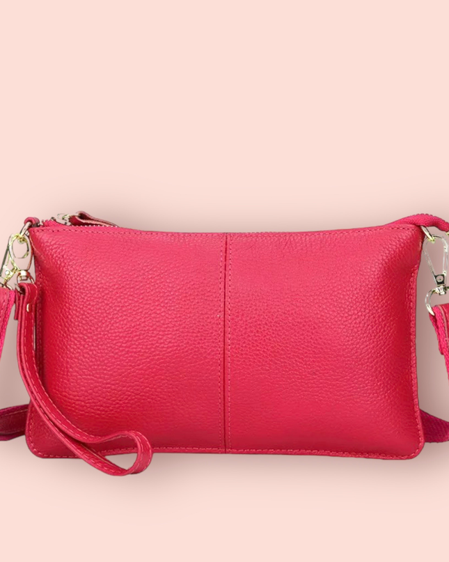 Genuine Leather Fuchsia Clutch